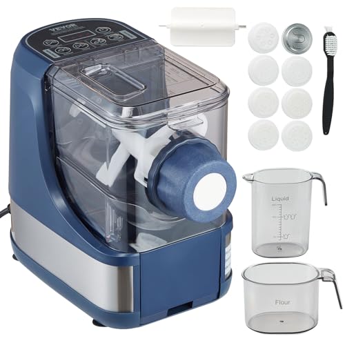 VEVOR Electric Pasta Maker, 150W Automatic Noodle Maker, 500g Flour Capacity Pasta Maker Machine, Automatic Pasta Machine with 8 Pasta Shapes, Measuring Cups, Cleaning Brush for Home Kitchen