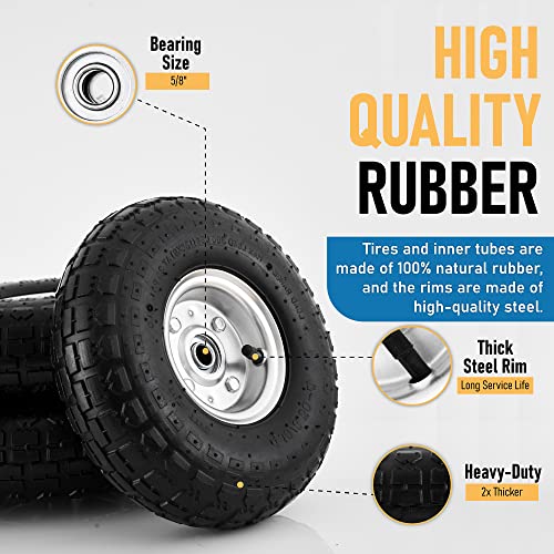 10" Pneumatic Utility Tire and Wheel with 5/8" Axle Bore, 2 Pack K21825