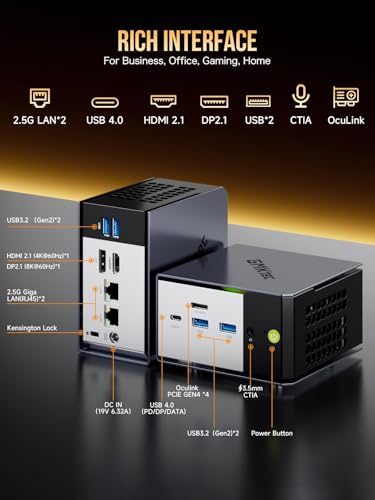Gaming Mini PC Ryzen 7 32GB RAM 1TB SSD Dual 2.5GbE LAN Triple 4K Display X40708