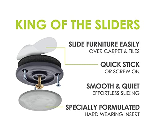 2 Inch Furniture Sliders for Carpet and Hard Surface, Set of 4 J65576