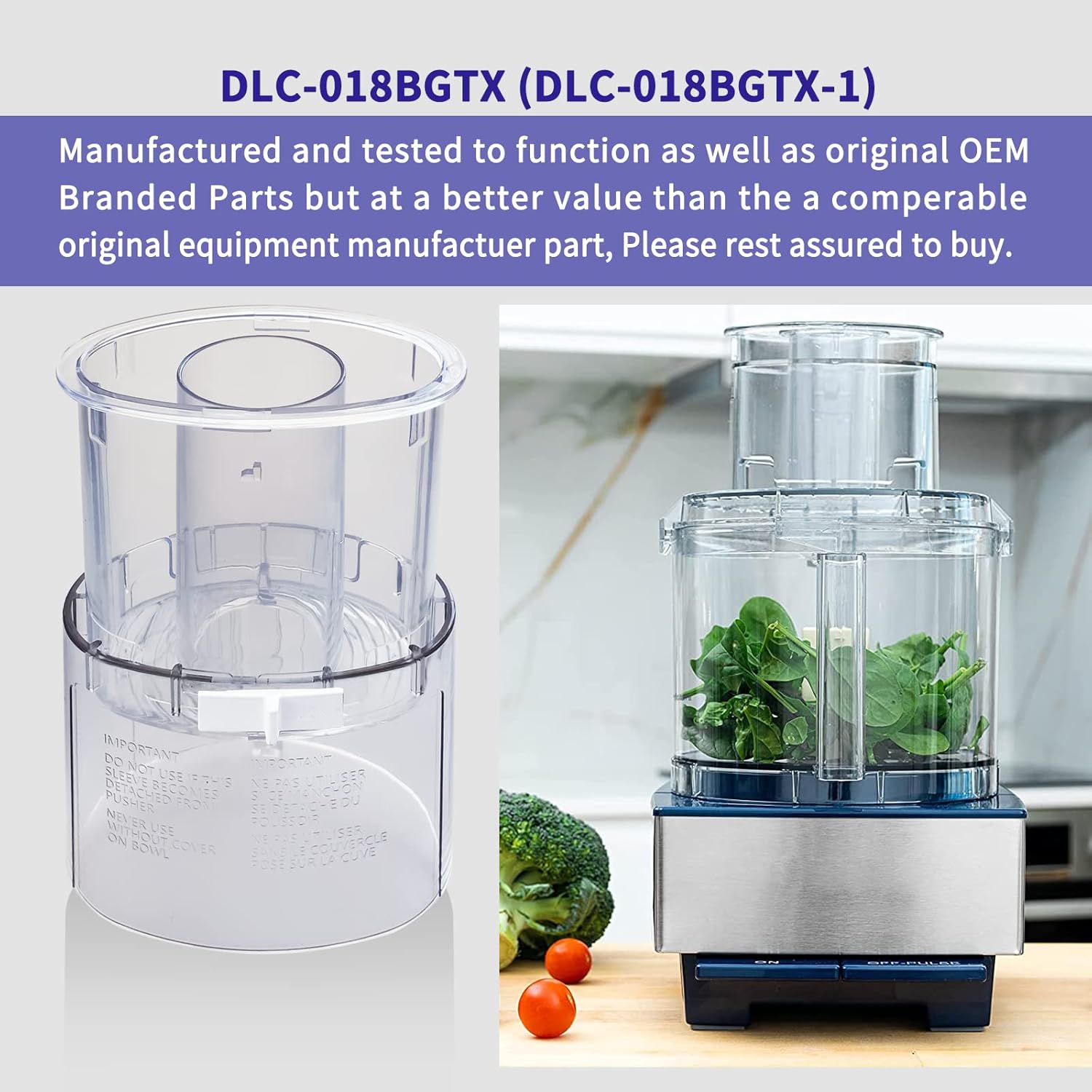Large Pusher and Sleeve Assembly for Food Processors V34690