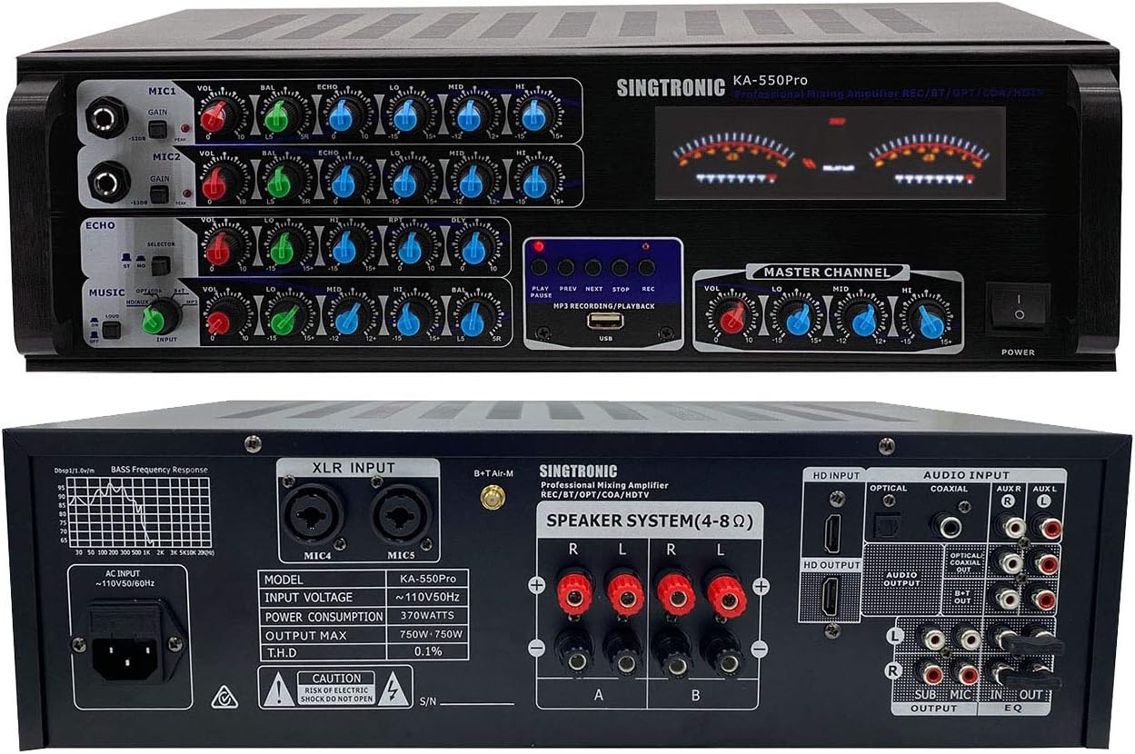 Professional 1500W Mixing Amplifier Karaoke with Bluetooth and Voice Recording Q7749