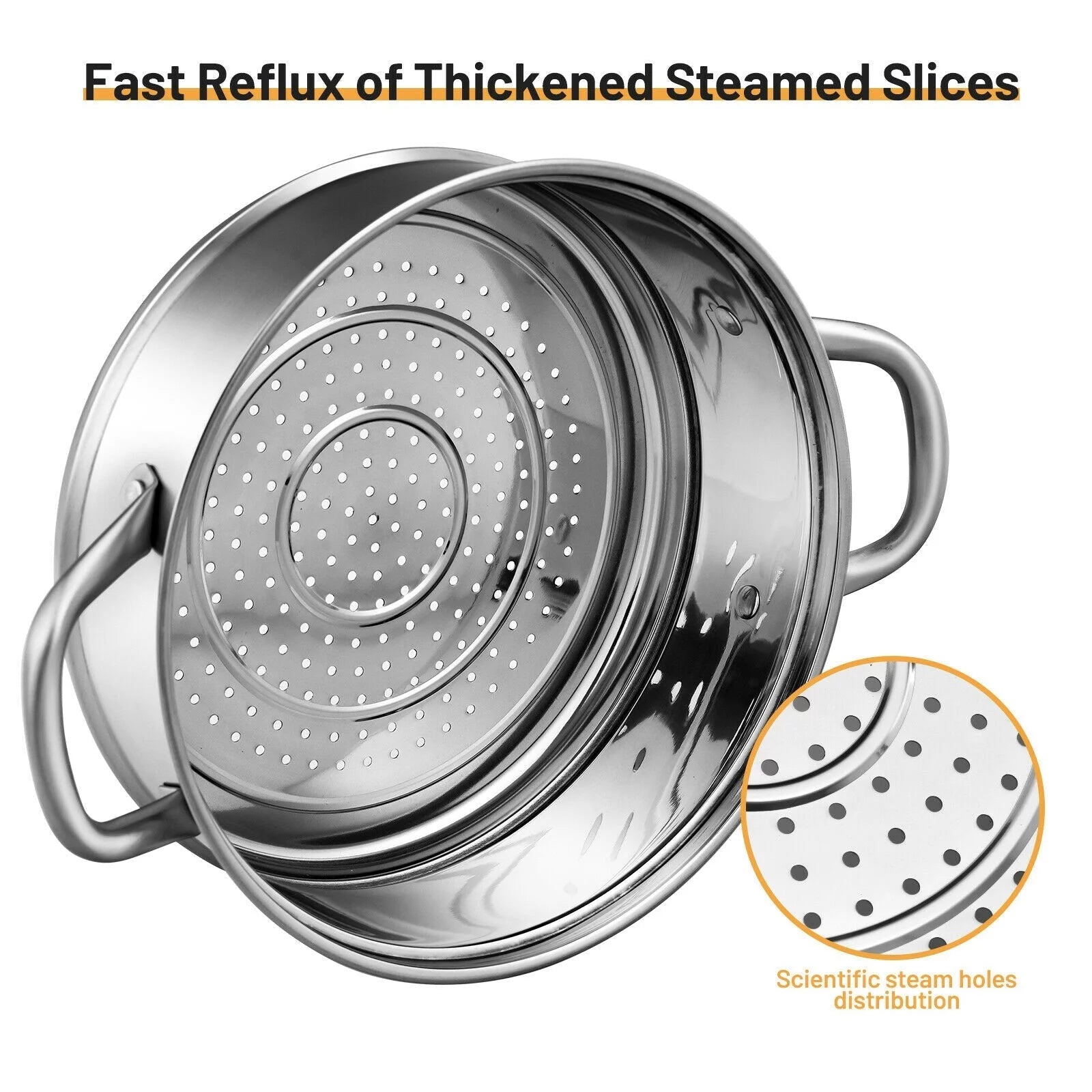 Stainless Steel 2-Tier Steamer Pot with Glass Lid L412457