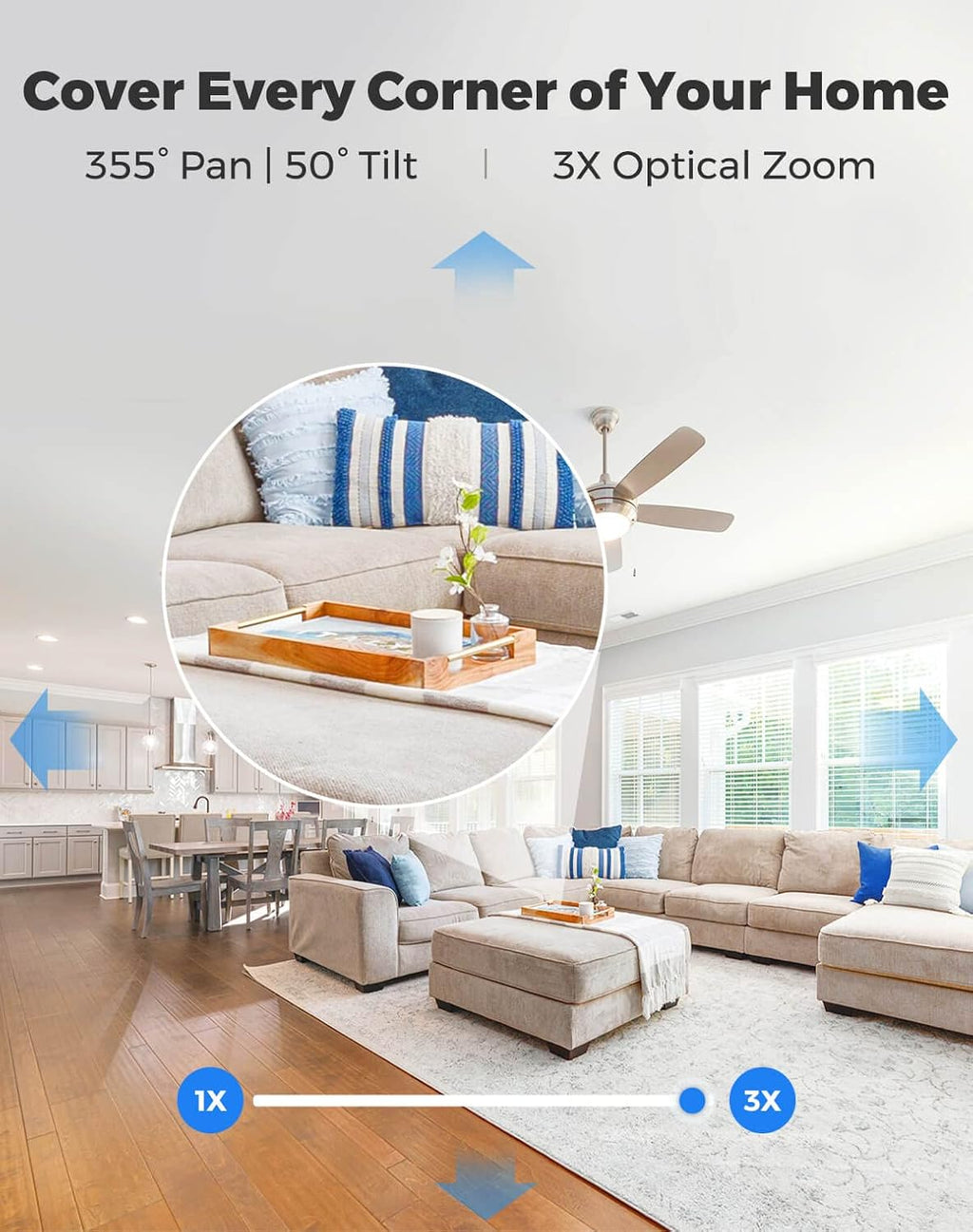 Indoor Security Camera, 5MP WiFi Pan Tilt Zoom with Motion Alerts X698