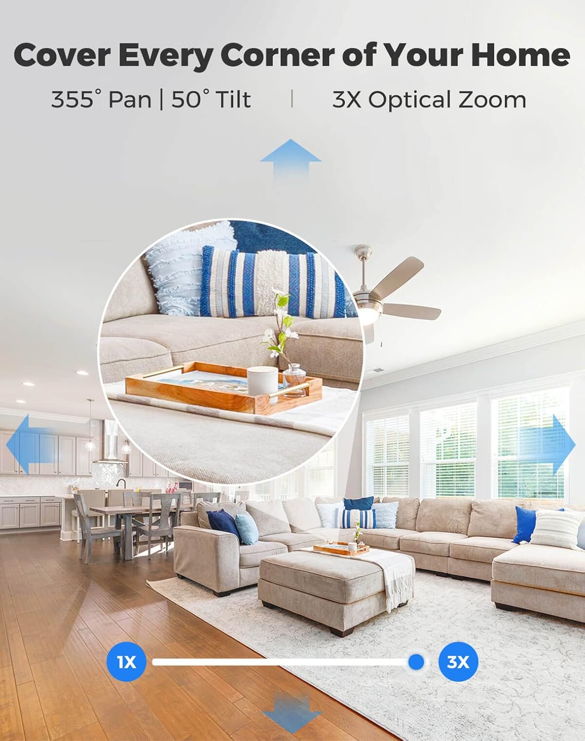Indoor Security Camera, 5MP WiFi Pan Tilt Zoom with Motion Alerts X698