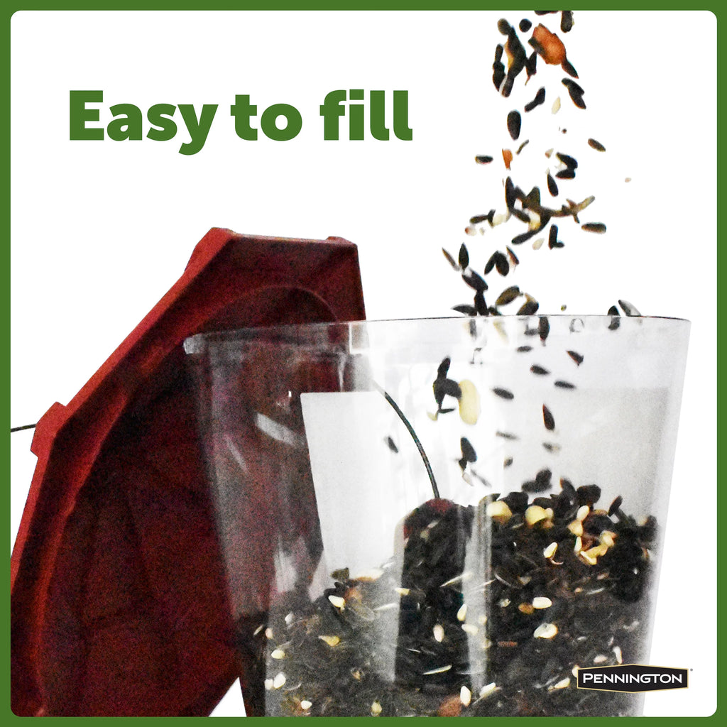 Red Recycled Plastic Wild Bird Hopper Feeder, 7 lb, 2 Pack K418