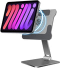 Magfit iPad Mini 6 Stand Magnetic, Strong Magnetic Suction, 360&deg; Rotation, Foldable iPad Mini Desk Stand. All Aluminum, Switchable Horizontal / Vertical, Adjustable Floating Stand (Grey)