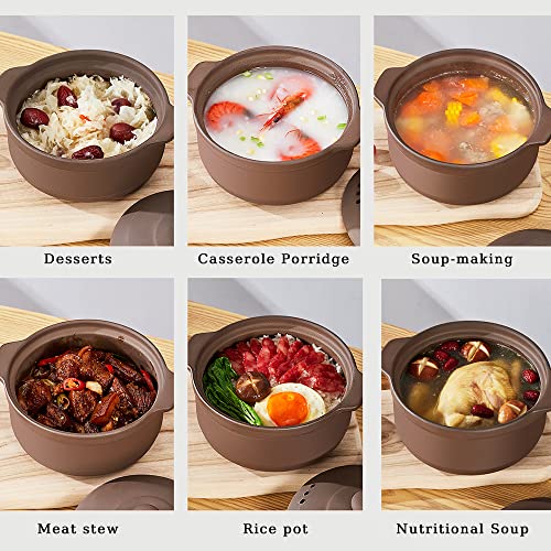 Terracotta Casserole with Lids, Unglazed Clay Cooking Pot X70350