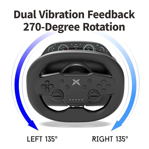 Gaming Steering Wheel, 270 Degree Racing Wheel with Dual-Vibration Motors, Wireless for PS4, PC, Switch, PS3, iOS, Android J201