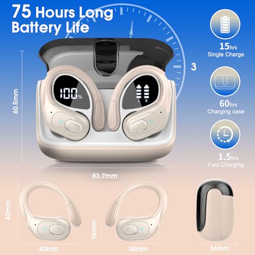 Wireless Earbuds Bluetooth 5.4 with Earhooks, IPX7 Waterproof P475856