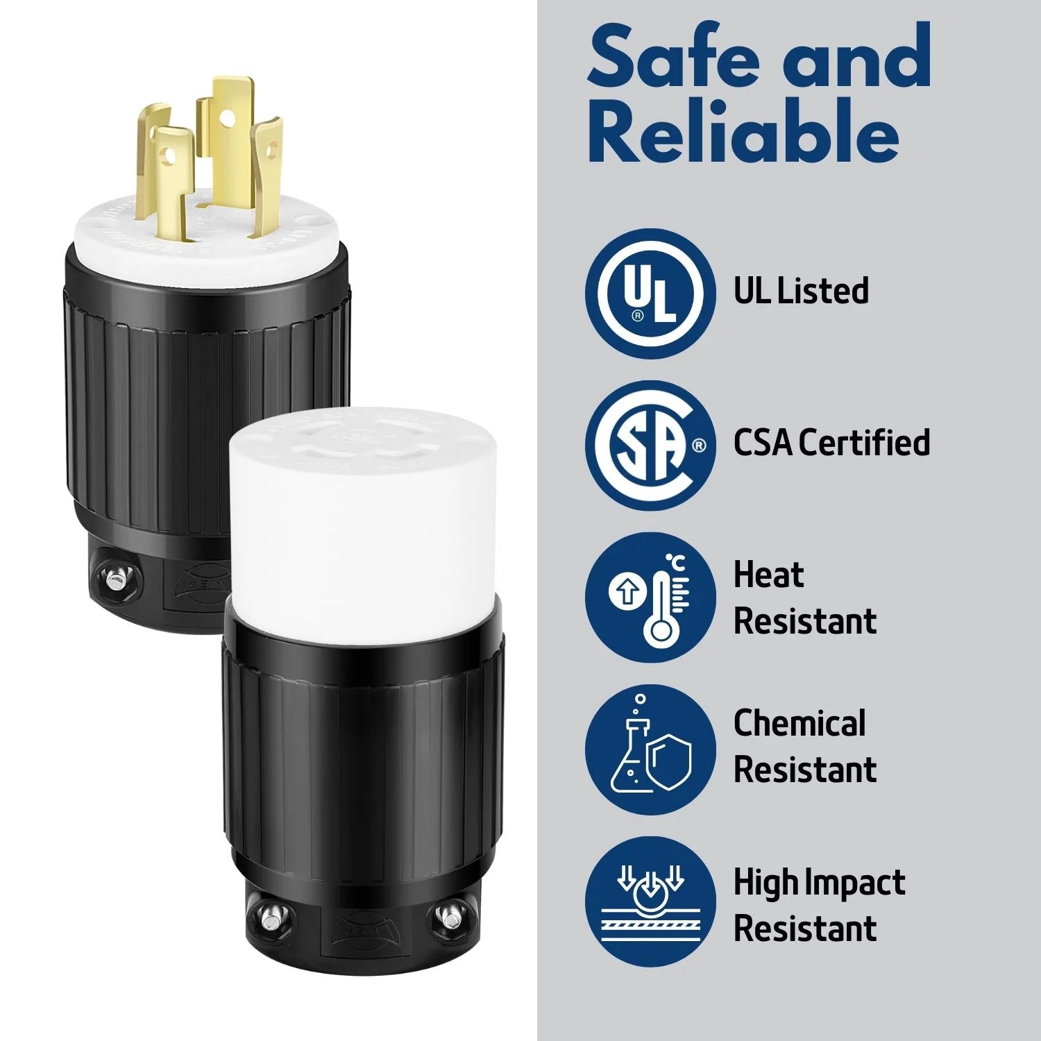 Locking Connector Female Socket, 30 Amp 125/250V, 3 Pole 4 Wire D1586