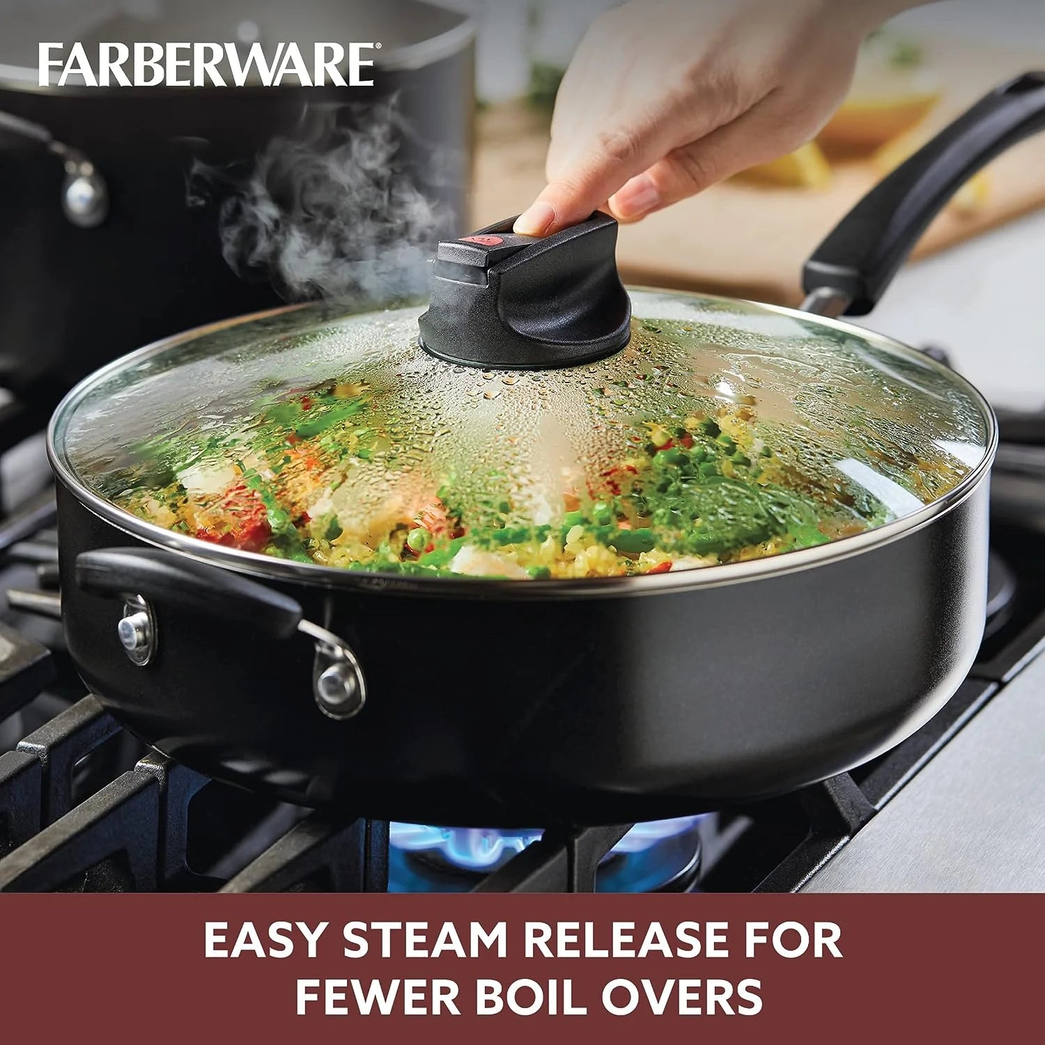 Nonstick Jumbo Cooker/Saute Pan with Lid, 6 Quart H87101