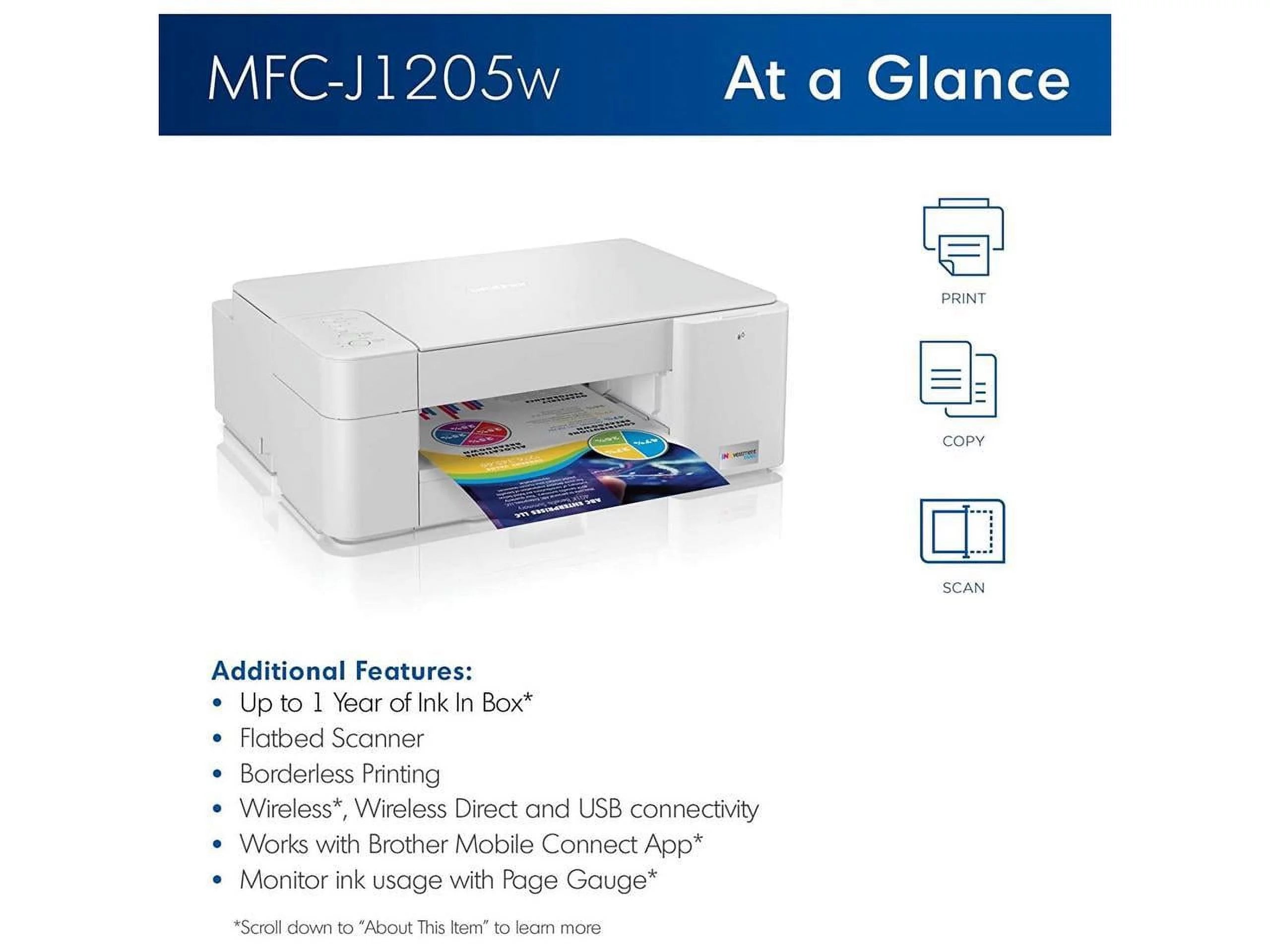 Wireless Multi-Function Color Inkjet Printer with Up to 1-Year of Ink In-box J9549