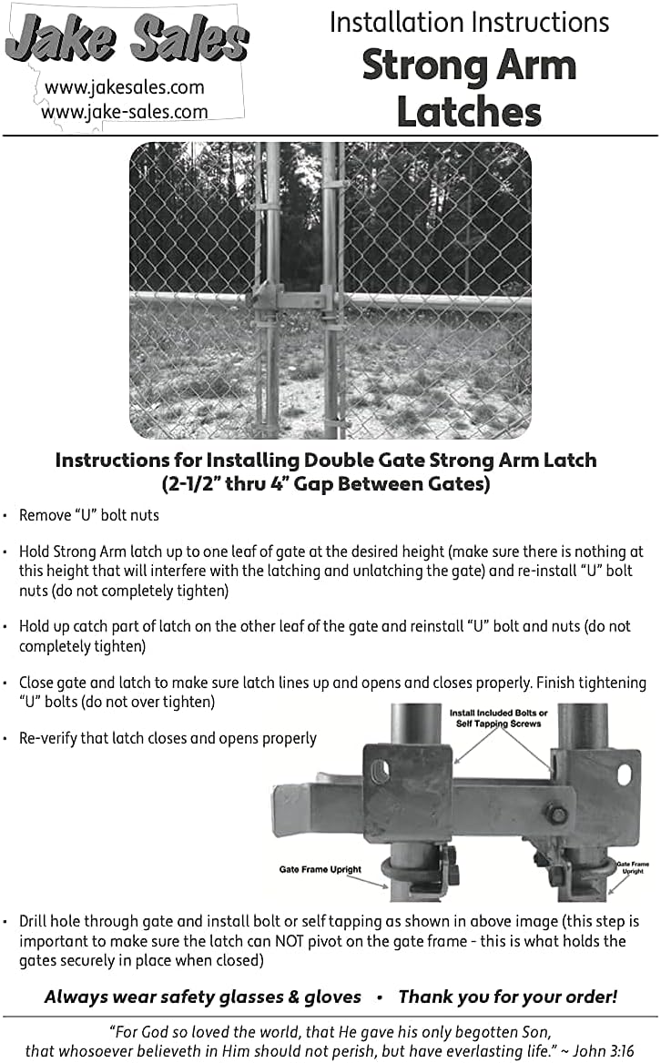 Double Gate Latch for Chain Link Frames, Pack of 2 X3493