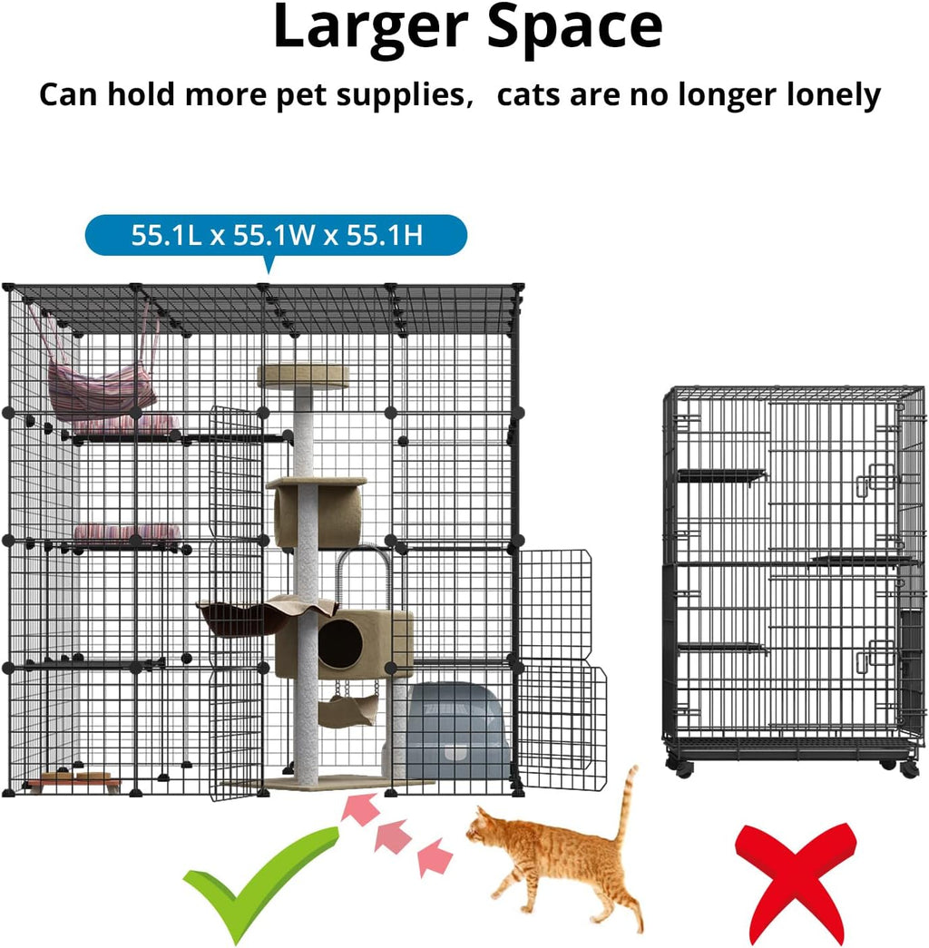 Large Cat Cage Indoor DIY Cat Playpen Detachable Metal Wire Kennels Crate N897