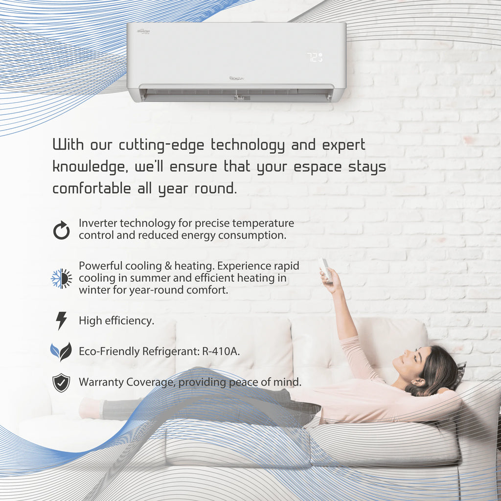 12,000 BTU Ductless Mini-Split Heat Pump System with WiFi, 220V V1164