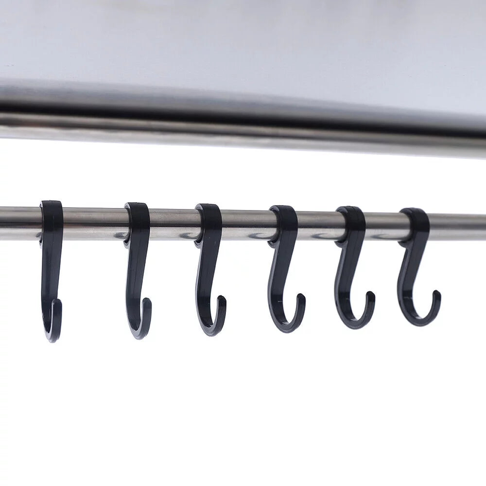 Stainless Steel Wall-Mount Microwave Oven Rack with 6 Hooks R473