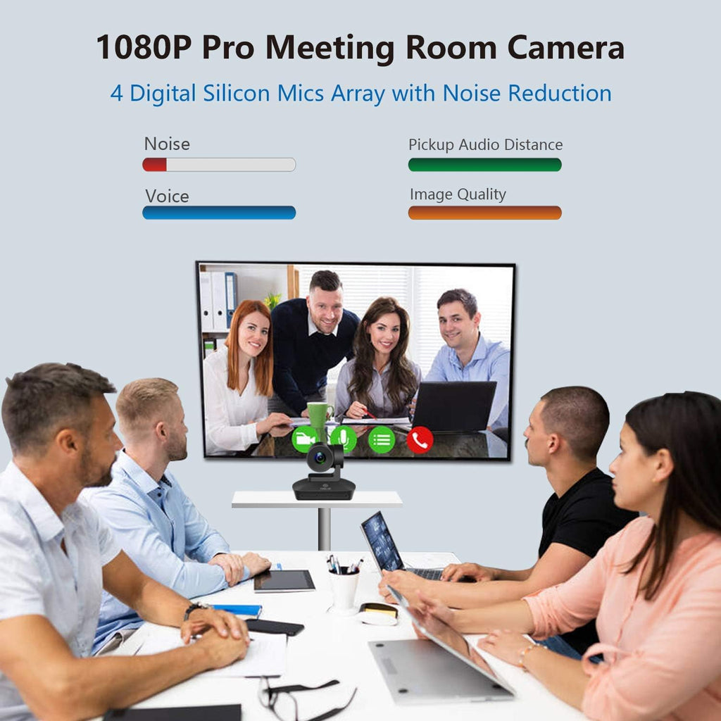 HD 1080P PTZ Conference Camera with 4 Microphones Array, 10X Optical Zoom, Voice Tracking L1459
