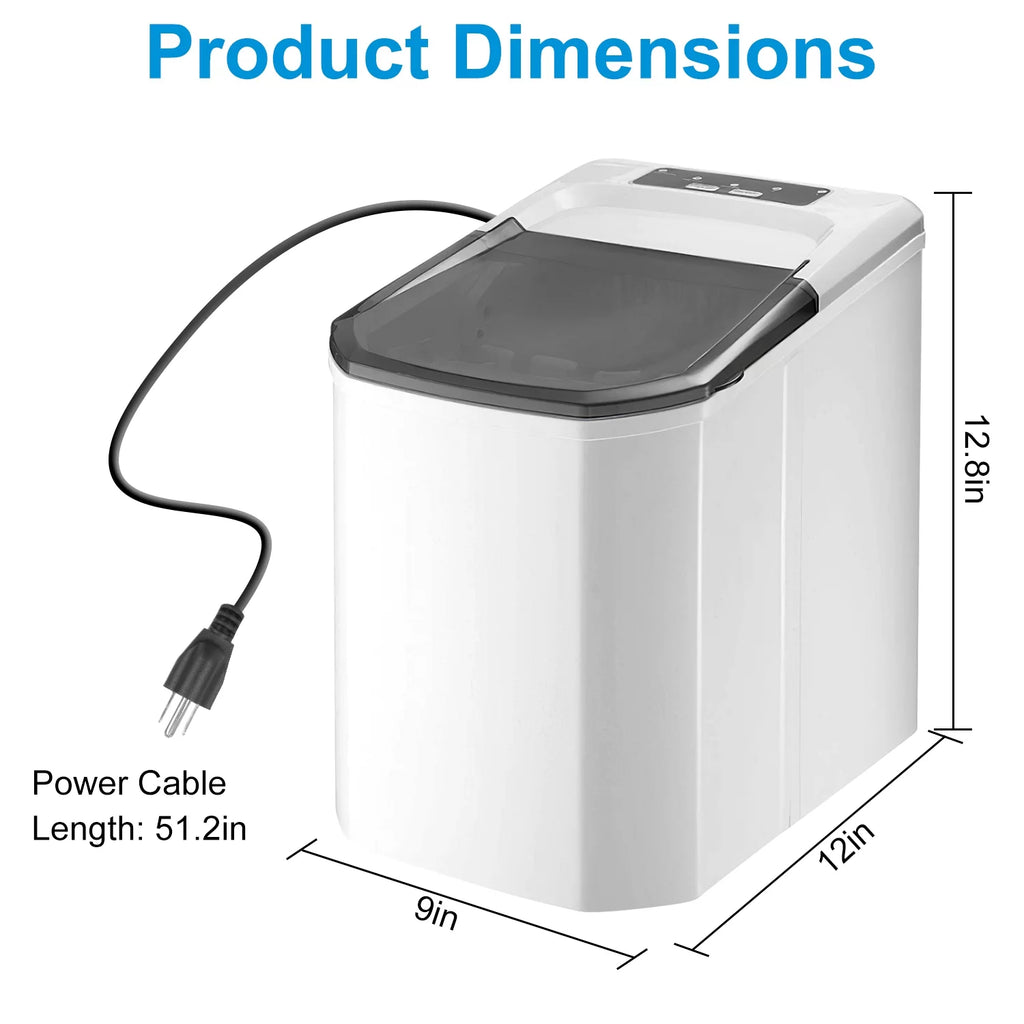 Countertop Ice Maker, Max 33Lbs/24H, 9 Bullet-Shaped Ice Cubes Ready in 6 Mins, iMounTEK Self-Cleaning Portable Ice Maker Machine with Ice Scoop and Basket for Home/Kitchen/Party (White)