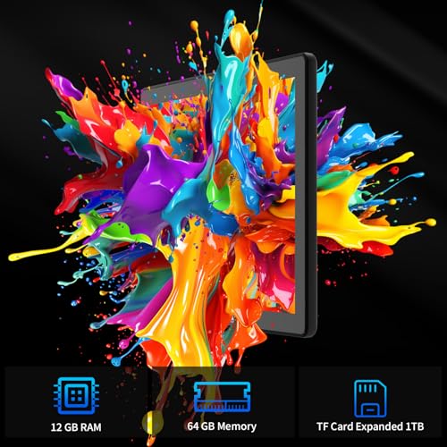 Android Tablet 10.1 Inch IPS HD Touch Screen, Dual Camera, 64GB Storage, 8-in-1 Kit with Keyboard and Case Q7426