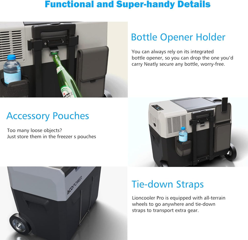 12V Portable Refrigerator 52 Quart Car Fridge with Rechargeable Battery P4263