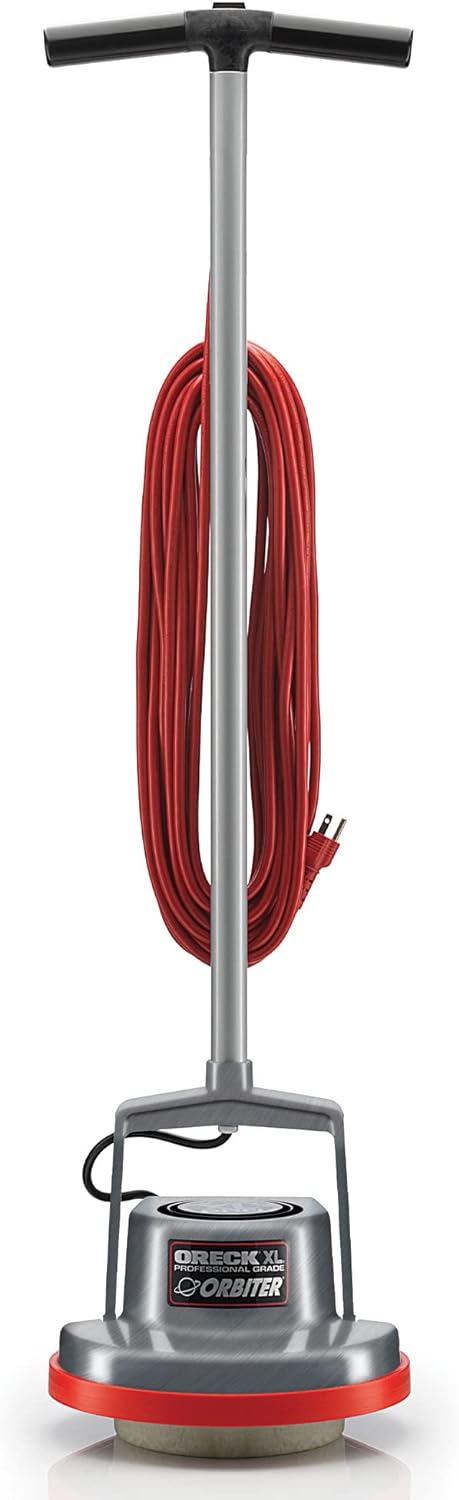 Oreck Commercial Orbiter Hard Floor Cleaner Machine ,Multi-Purpose Hardwood Wood Laminate Carpet Tile Concrete Grout Marble Floor Cleaning, 50-Foot Long Cord, ORB550MC, Gray/Red