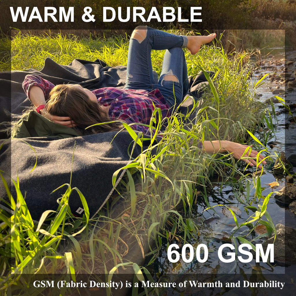 Wool Camping Blanket, 66" x 90", Charcoal K791351