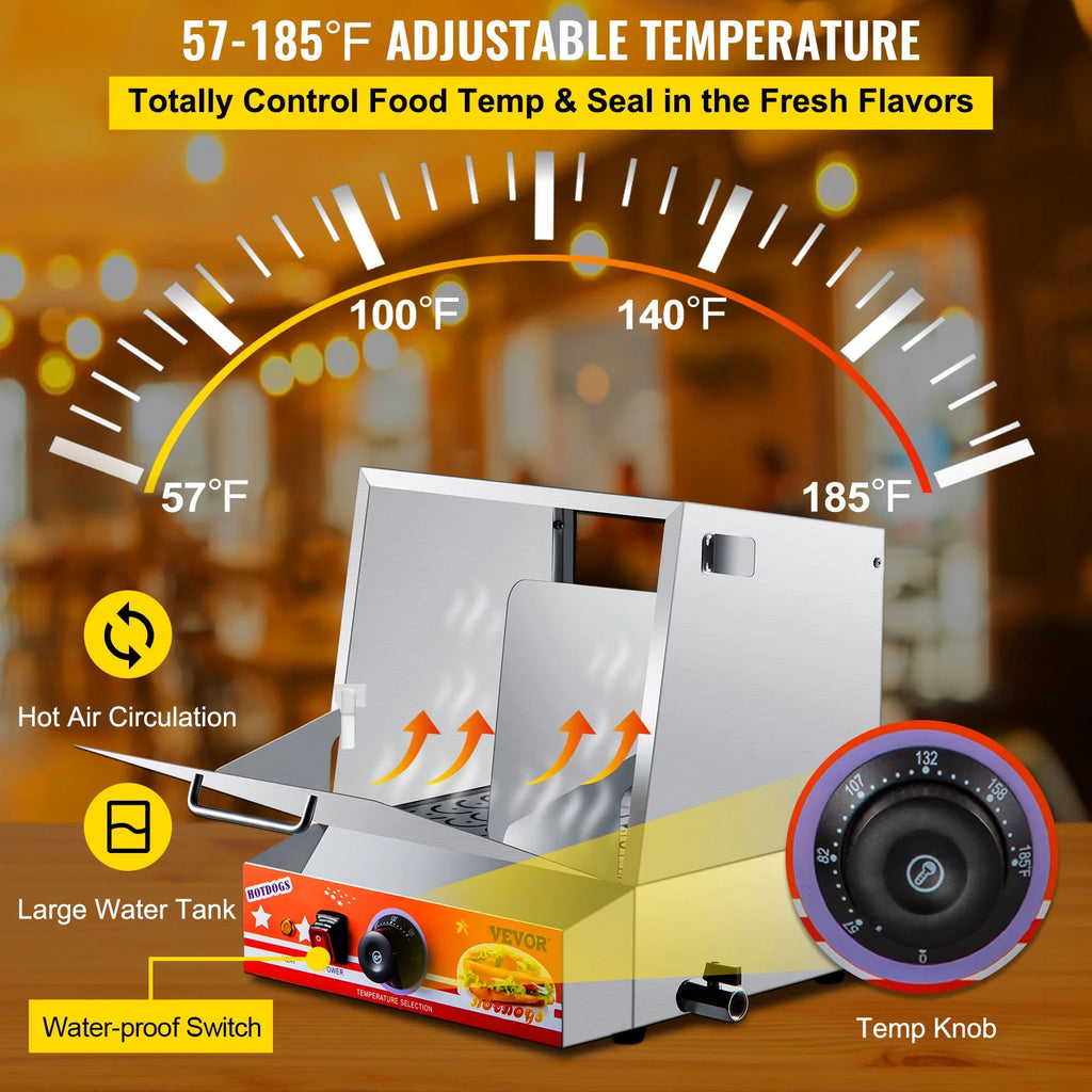 Hot Dog Steamer, 36L, Electric Bun Warmer with Stainless Steel Body H902
