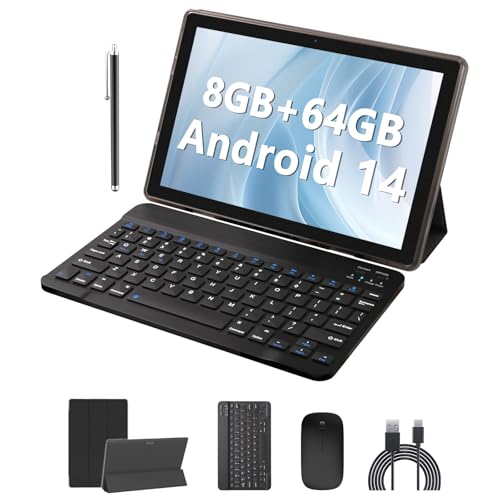 10 Inch Android 14 Tablet with Keyboard, 8GB RAM, 64GB Storage H38978