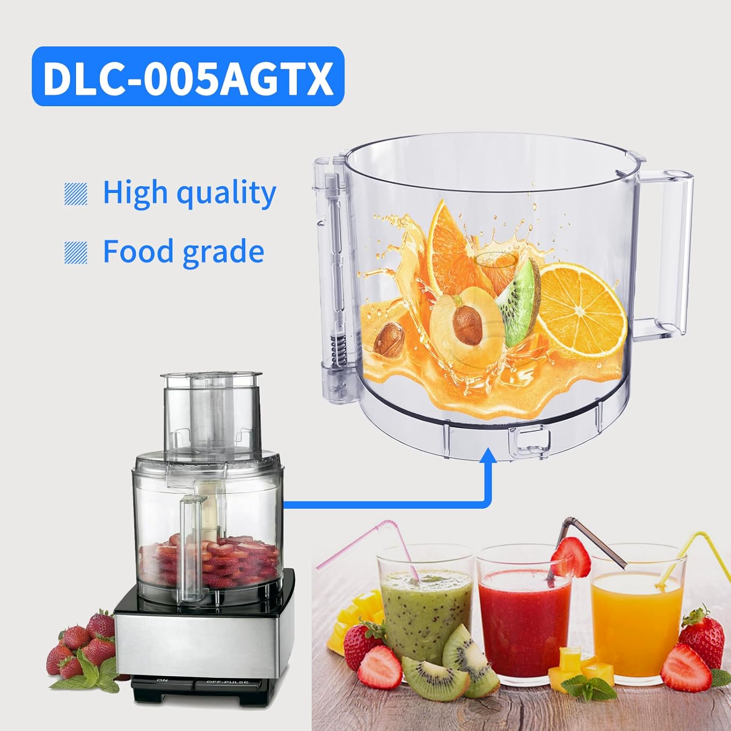 14-Cup Food Processor Work Bowl with 2 Tabs I103