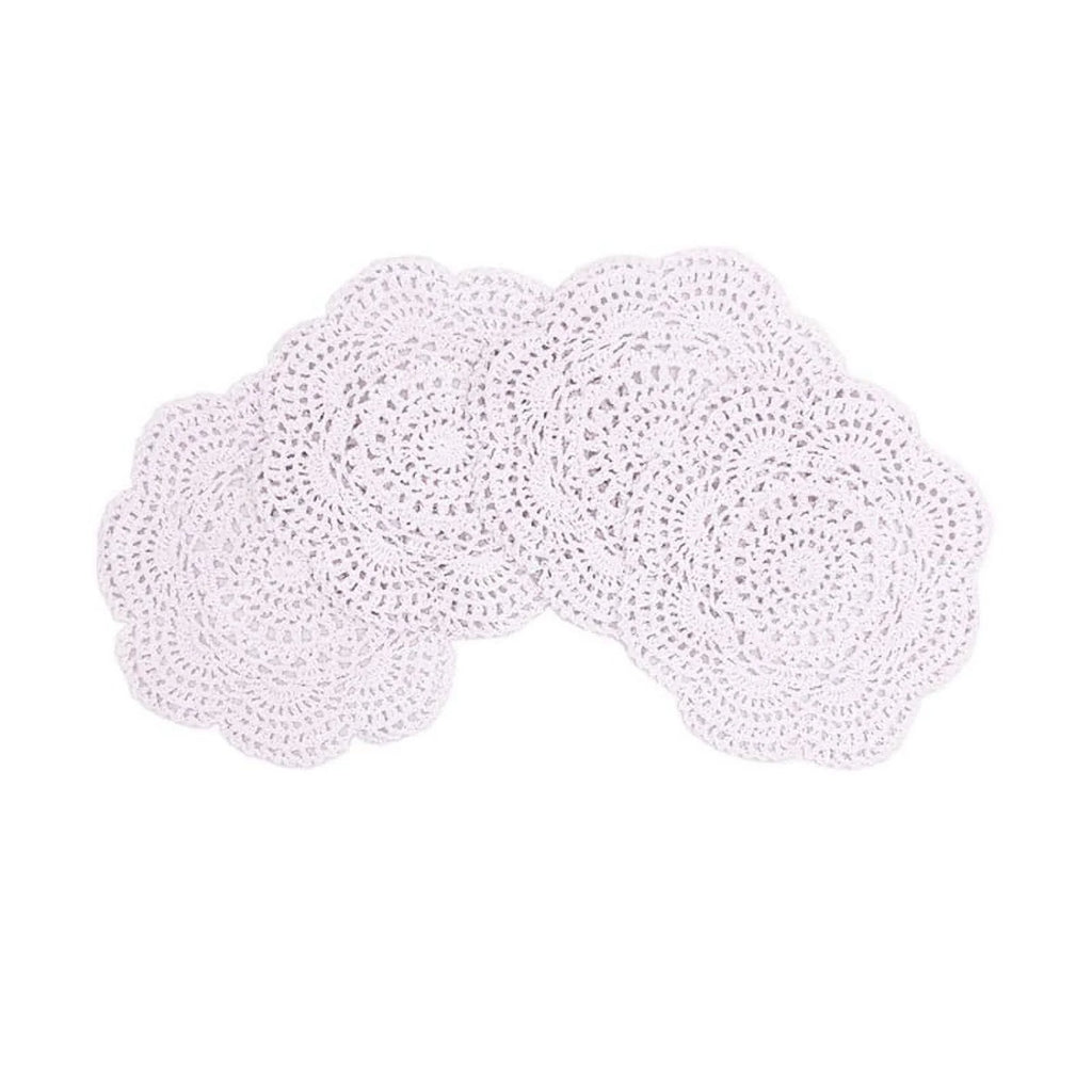 4PCS 8.6 Inch Round Lace Doilies Handmade Cotton Placemats V291