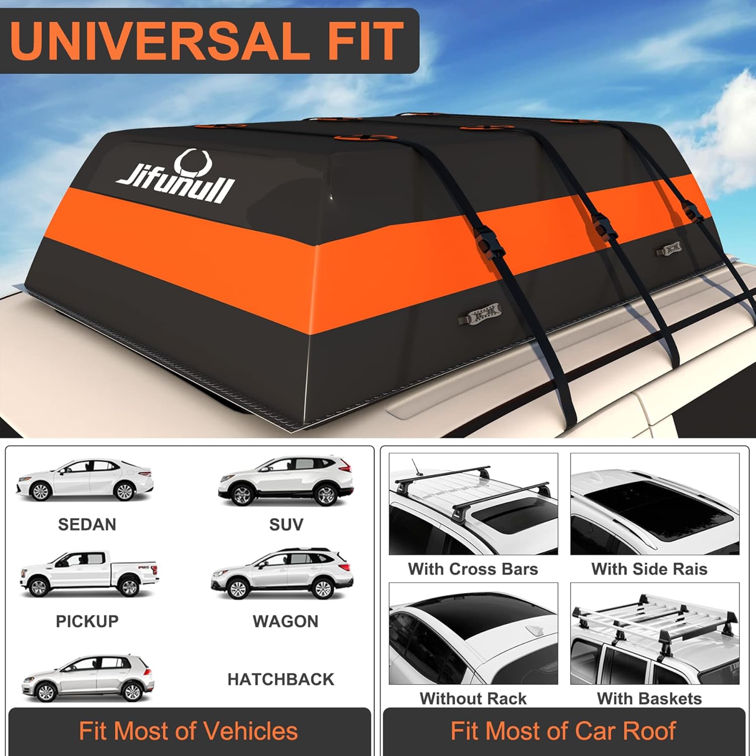 Rooftop Cargo Carrier Bag 21 Cubic Feet, Waterproof Soft-Shell Roof Rack with Anti-Slip Mat M640