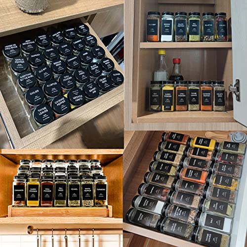 Glass Spice Jars with Labels, 4oz Square Containers with Metal Caps K17959
