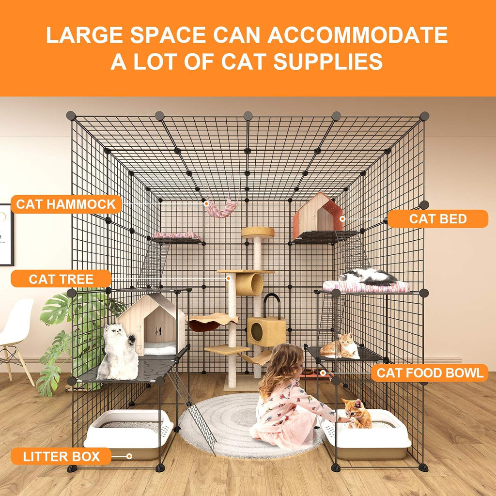 Large Cat Cage Indoor DIY Cat Playpen Detachable Metal Wire Kennels Crate N897