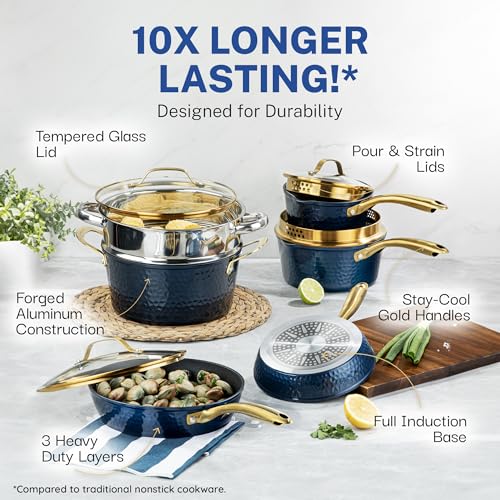 Non Stick Pots and Pans Set with Lids, 15 Piece, Induction Cookware V796951
