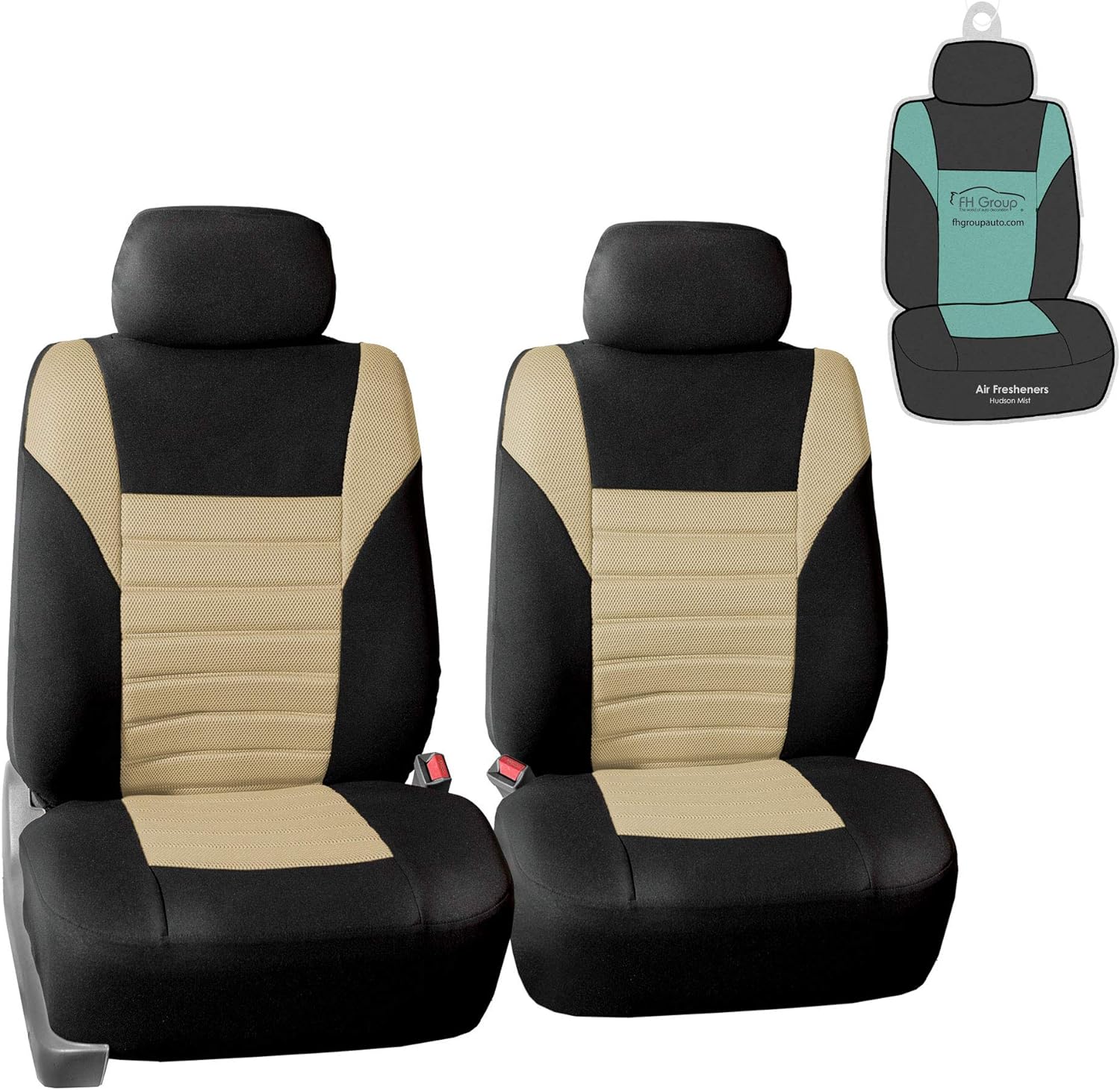 FH Group Car Seat Covers Sports Fabric Pair Set Airbag Compatible Easy Installation Universal Fit for Cars Trucks and SUVs (Gray/Black) FB070102