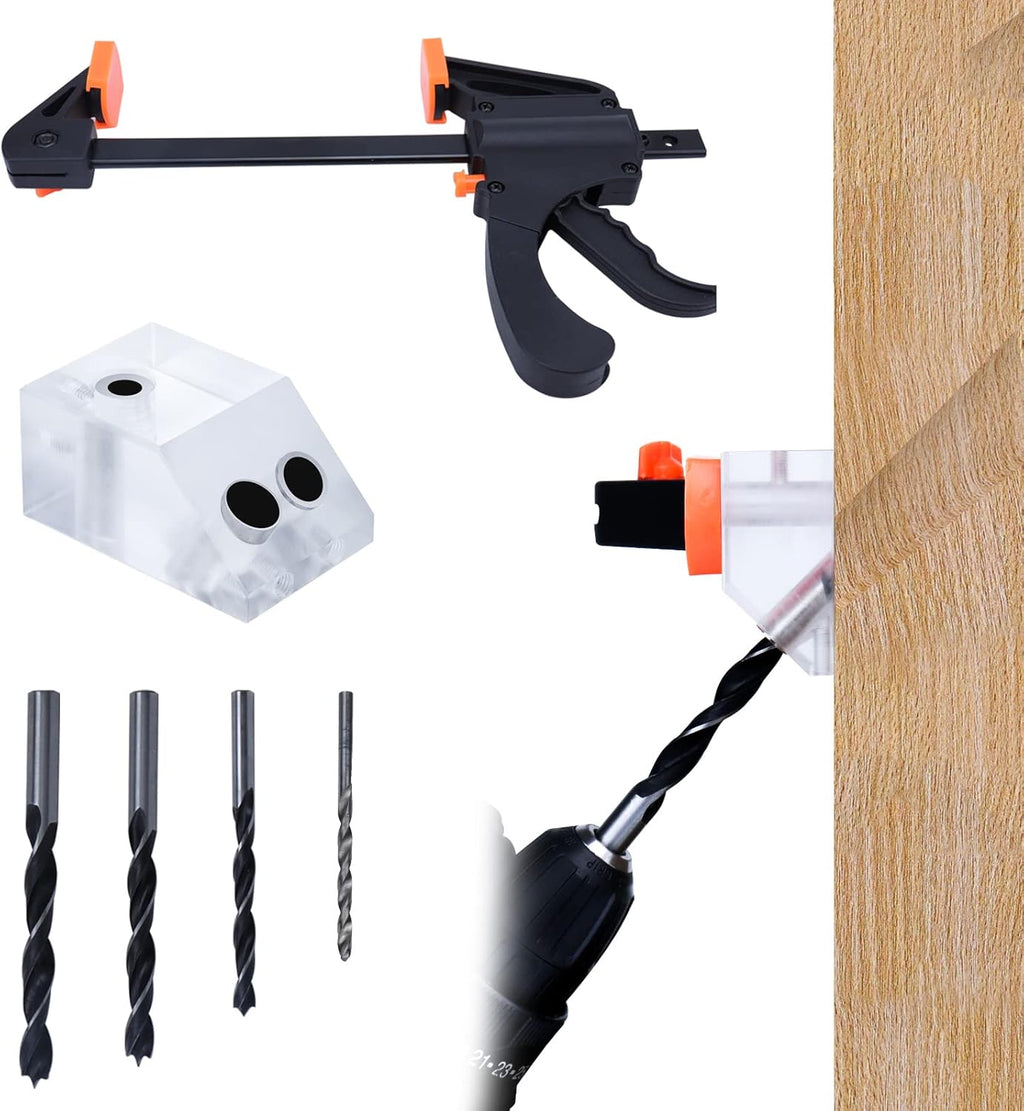Drill Guide for Cable Railing Wood Post, Multi-Angle Visible Jig, Fit 30 45 90 Degree Deck Stair Installation L26562
