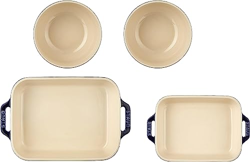 Ceramic 4-Piece Baking Dish and Bowl Set - White T177017