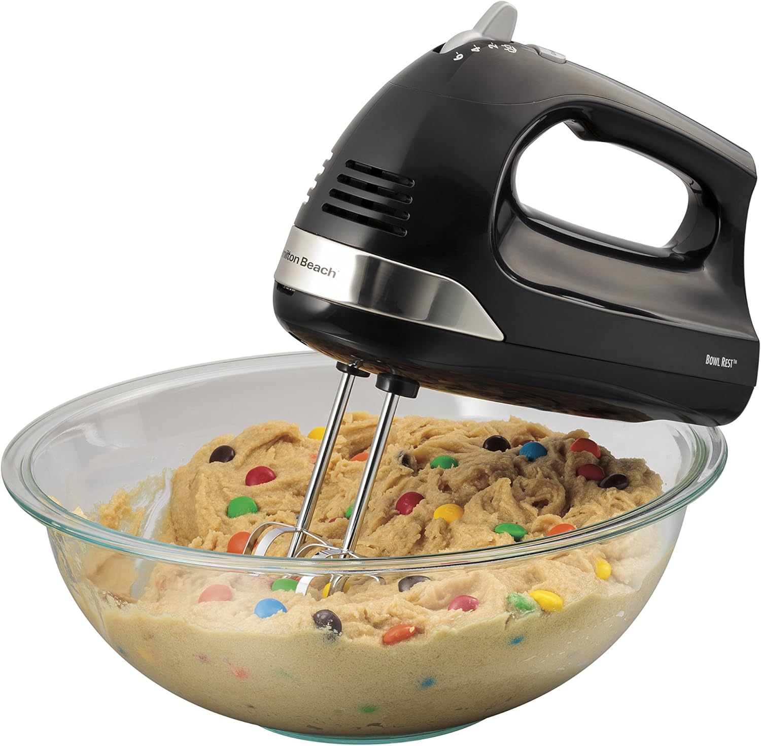 Hamilton Beach 6-Speed Electric Hand Mixer with Snap-On Storage Case, QuickBurst, Beaters, Whisk and Bowl Rest , Black
