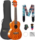 Concert Ukulele, KOA Acacia Wood 23 inch Adults kids Professional Ukelele for Beginners, Hawaiian Ukele Kit with Replacing Strings, Tuner, Gig Bag, Strap, Guitar Pick, Cloth, Classic Style