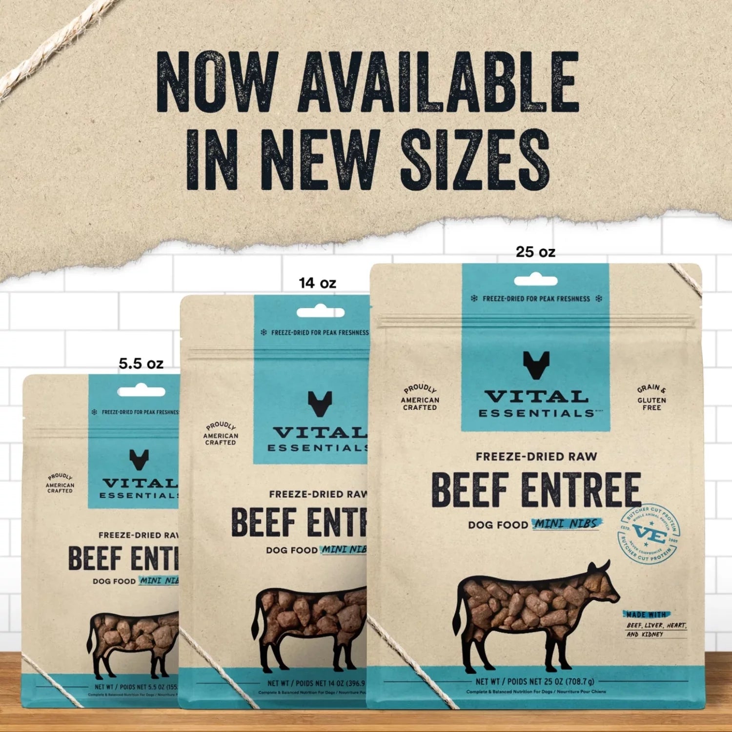Freeze-Dried Raw Dog Food, Beef Mini Nibs, 14 oz X975454