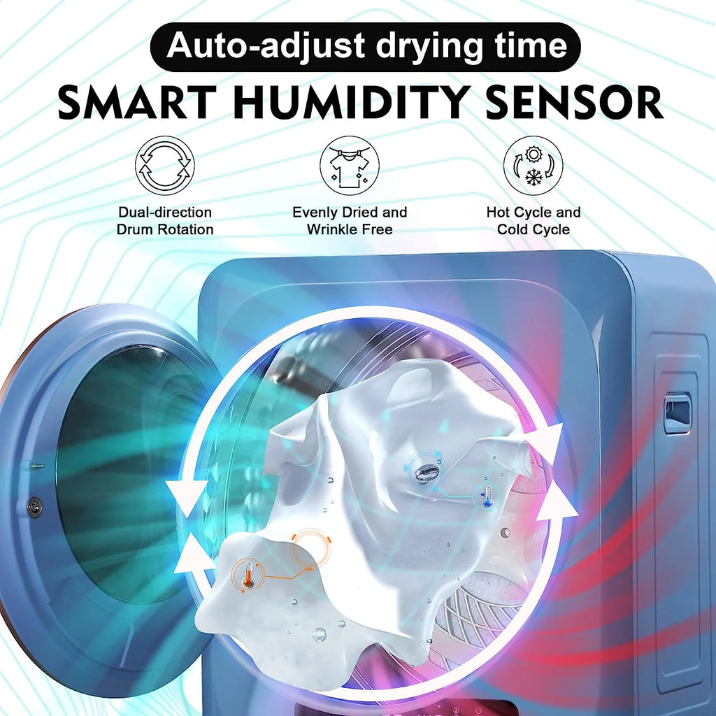 Compact Electric Dryer for Clothes, Portable with Stainless Steel Drum B8111