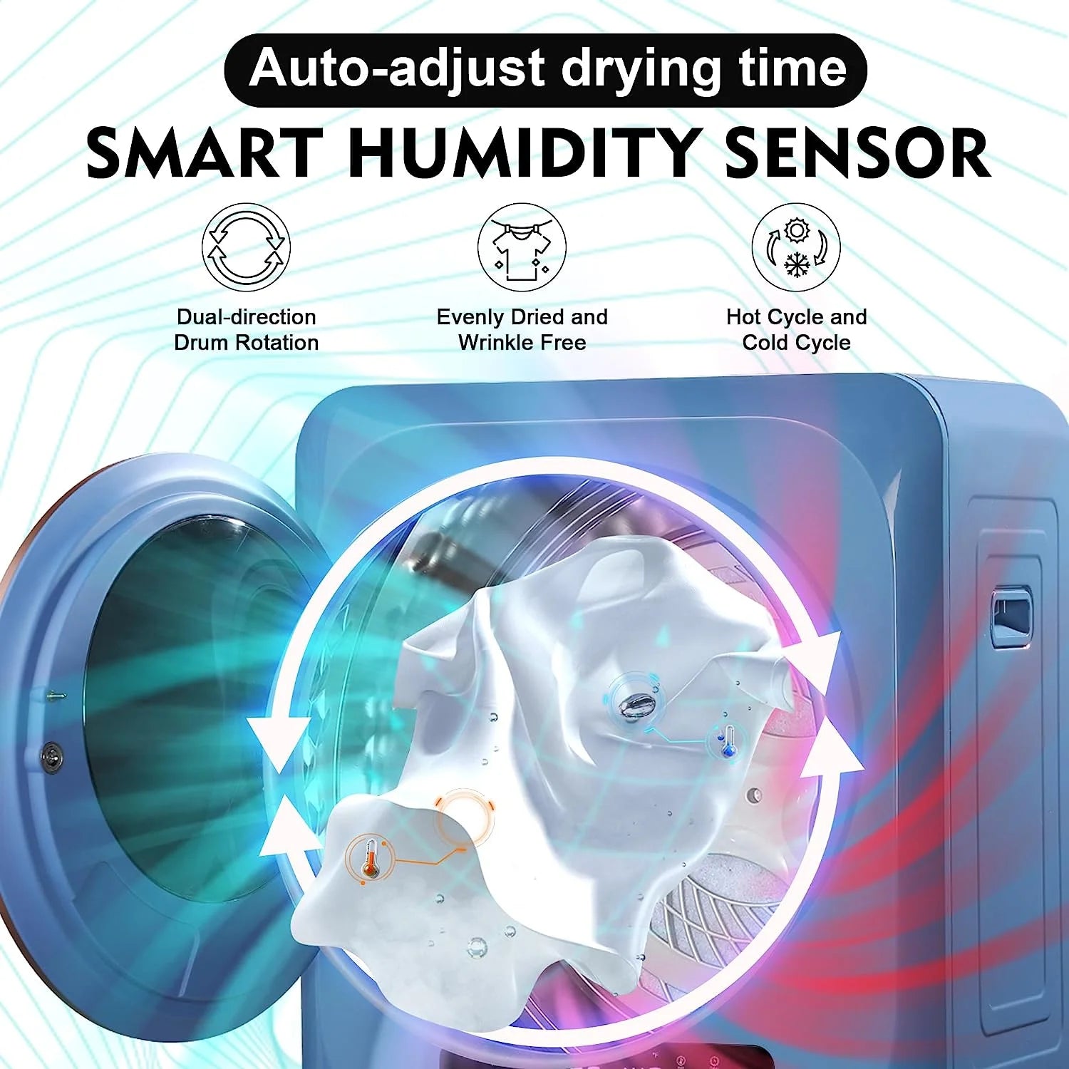 Compact Electric Dryer for Clothes, Portable with Stainless Steel Drum B8111