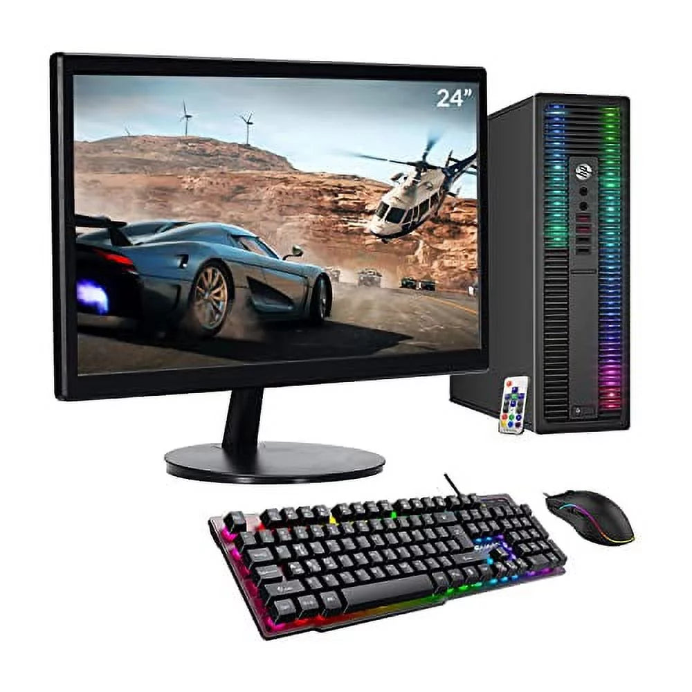 HP Custom Built RGB Lights PC with 24 Inch Monitor ProDesk Desktop Computer Intel Core i5 6500 Quad-Core Processor 16GB RAM 512GB SSD Win 10 Pro Gaming Keyboard & Mouse (used)