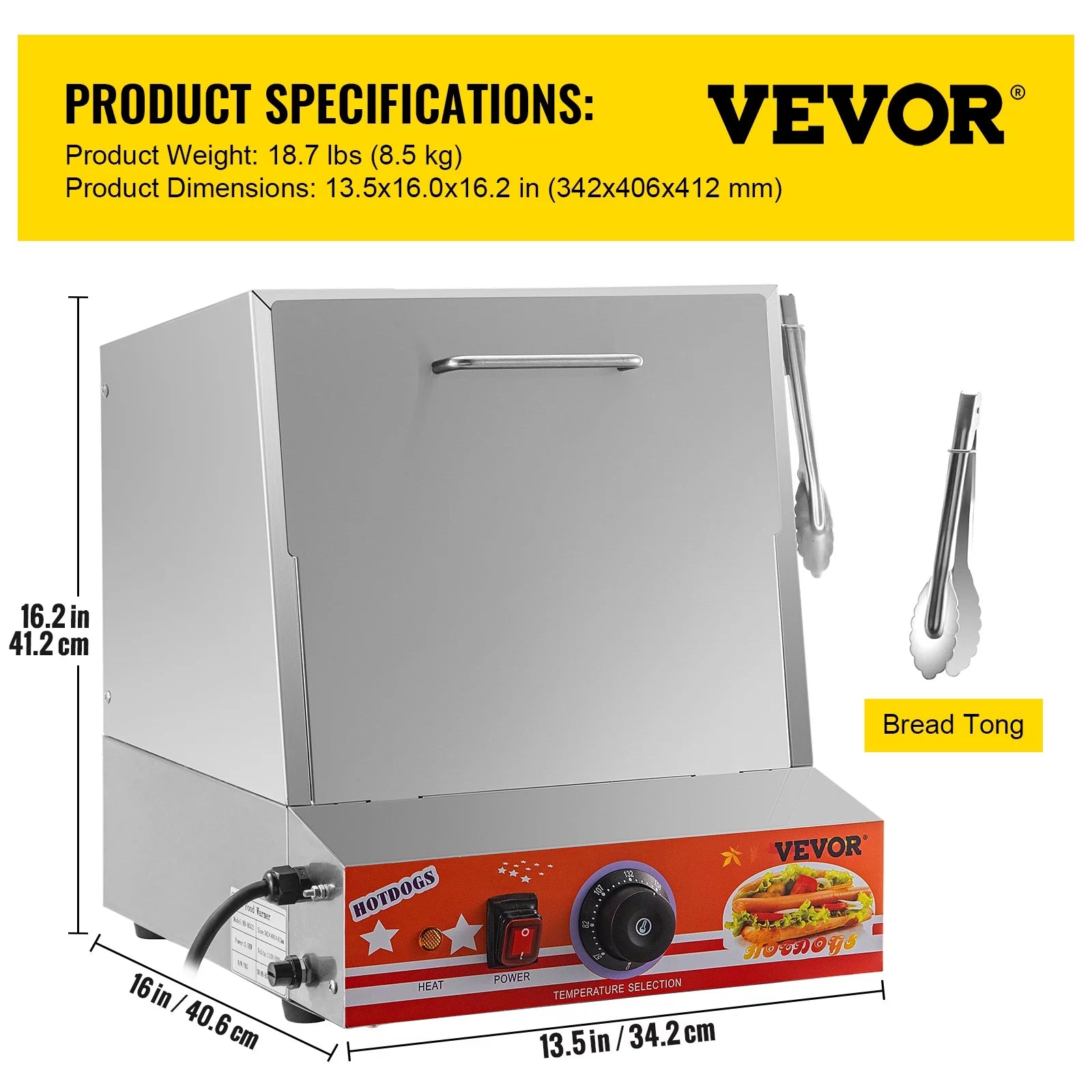 Hot Dog Steamer, 36L, Electric Bun Warmer with Stainless Steel Body H902