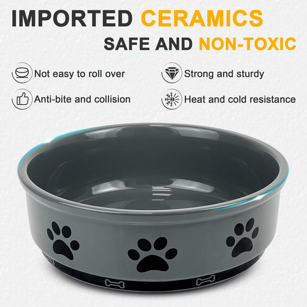 Ceramic Pet Bowl for Dogs and Cats, Food and Water Feeding Bowl, 35oz N334