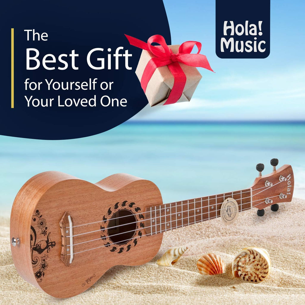 Laser Engraved Mahogany Soprano Ukulele Bundle with Gig Bag, Strap and Picks T24339
