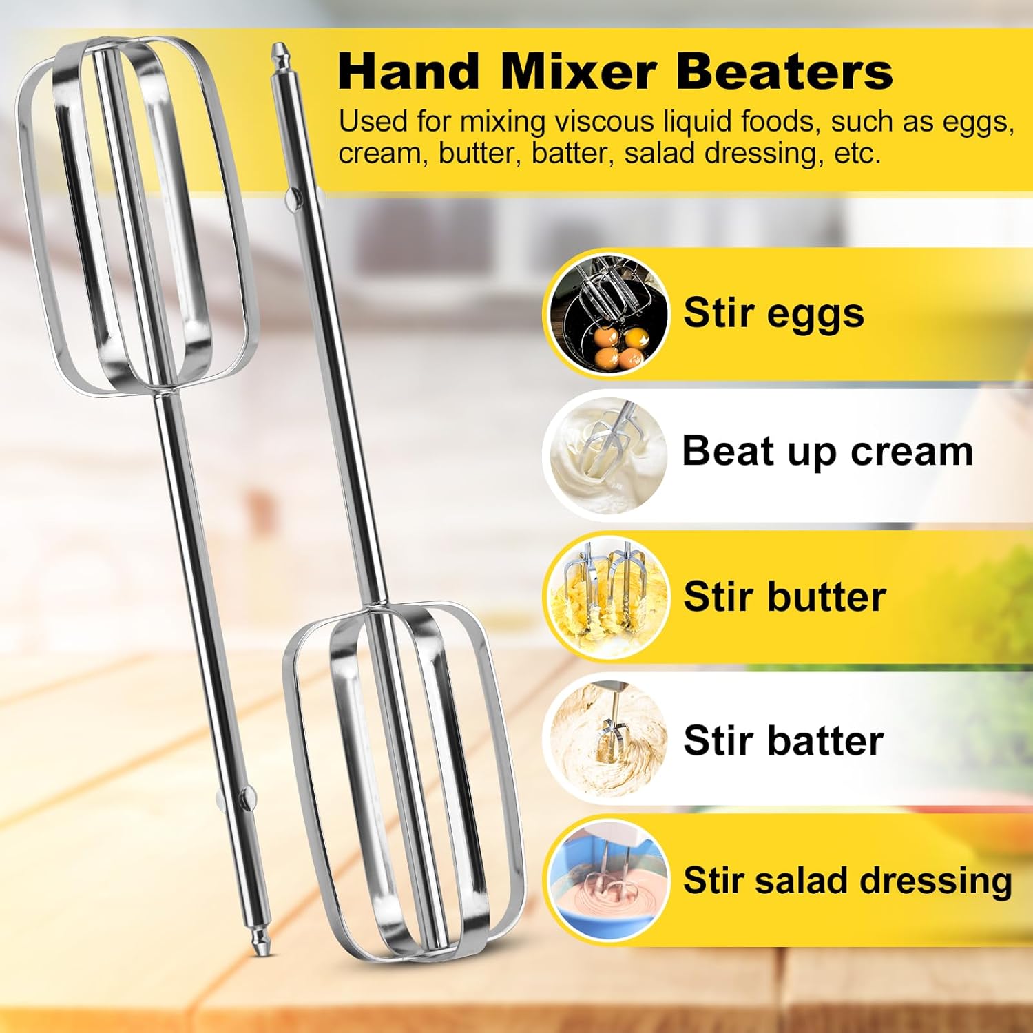 Hand Mixer Beaters, Whisk & Dough Hooks Replacement (Pack of 4) P3891