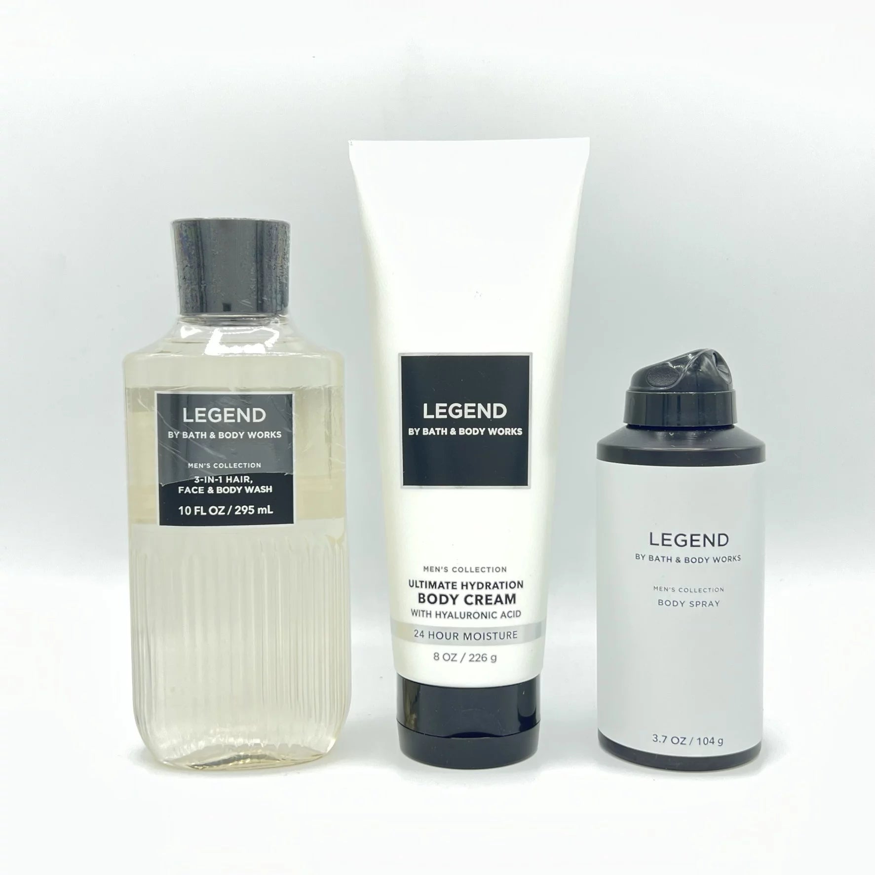 Bath & Body Works Legend Men's 10oz Body Wash, 8oz Body Cream & 3.7oz Body Spray 3-Piece Bundle