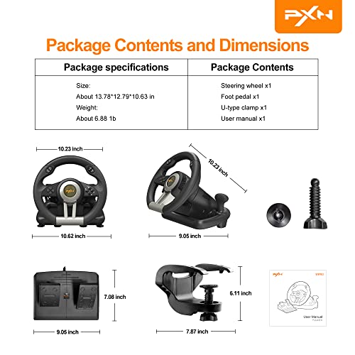 Racing Wheel for PC, PS4, PS3, Xbox Series X|S, Xbox One with Pedal O672481